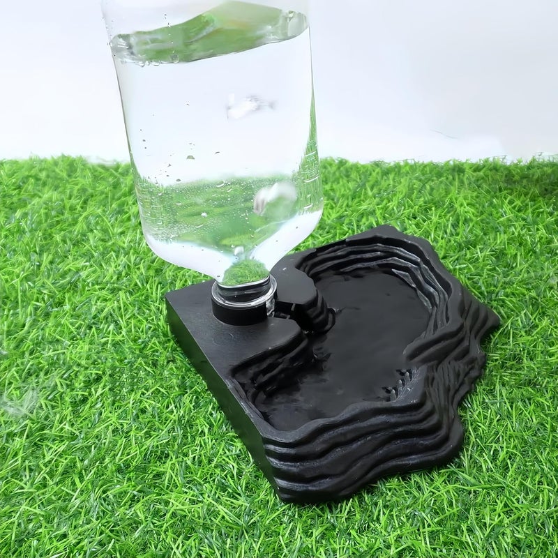 MRTIOO 17oz Terrarium Tank Reptile Food Feeders Bowl, Water Feeder Automatic Water Dispenser Waterer Feeding Accessories, for Geckos Lizards Turtle Bearded Dragons - Black - Image 2